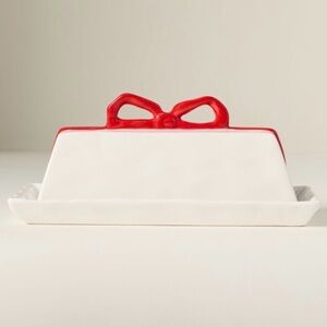 Anthropologie Benedita Bow Ceramic Stoneware Butter Dish, NWT